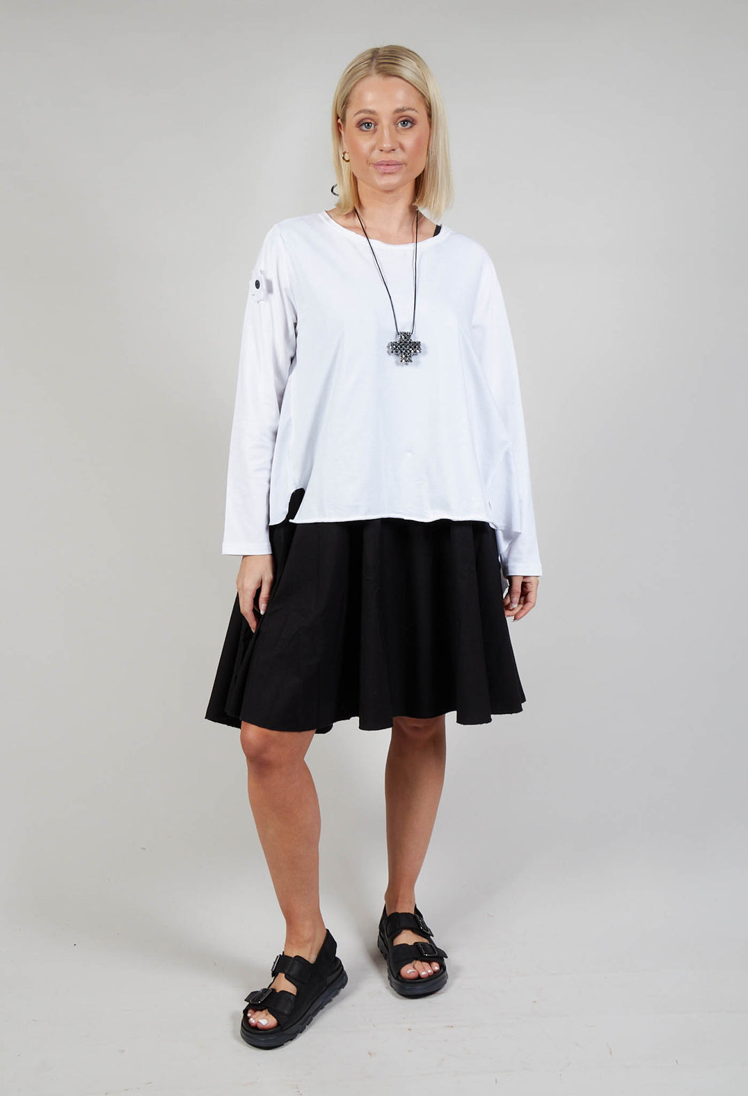 Long Sleeve Loose Fit Jersey T Shirt in White