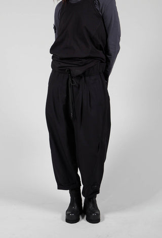 Turnup Culottes With Drawstring Waist In Black