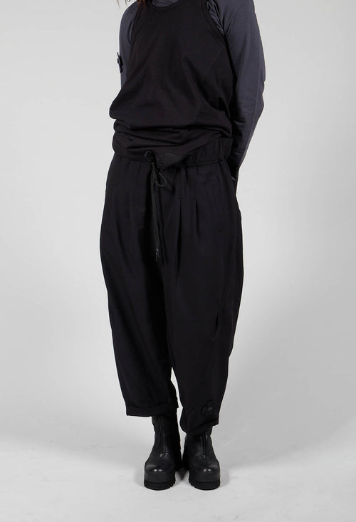 Turnup Culottes With Drawstring Waist In Black