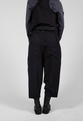 Turnup Culottes With Drawstring Waist In Black