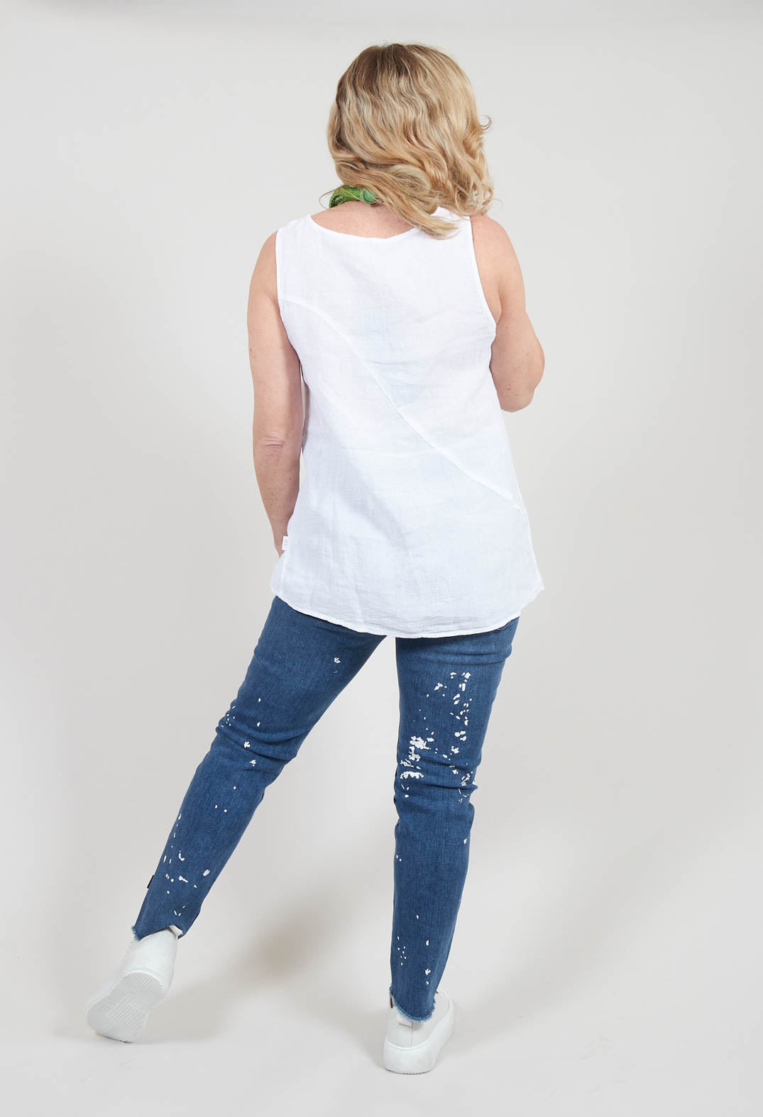 Slim Fit Jeans with Raw Hem in Blue Print