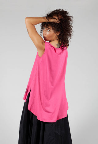 Sleeveless Long Swing Jersey Top with Print in Pink