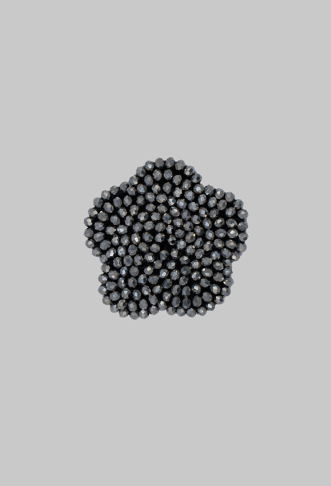 Flower Shape Beaded Accessory Patch in Silver