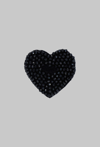Heart Shape Beaded Accessory Patch in Black