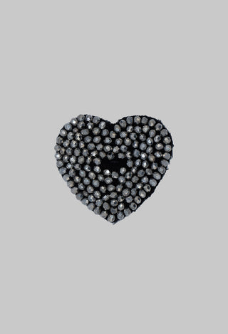 Heart Shape Beaded Accessory Patch in Silver