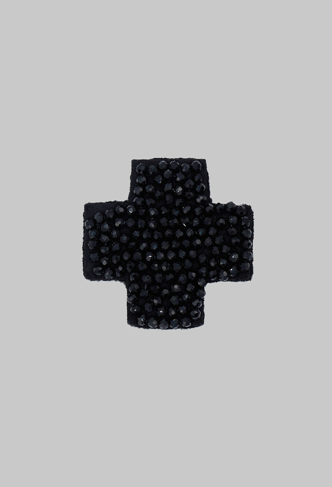 Plus Shape Beaded Accessory Patch in Black
