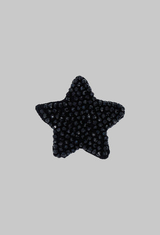 Star Shape Beaded Accessory Patch in Black