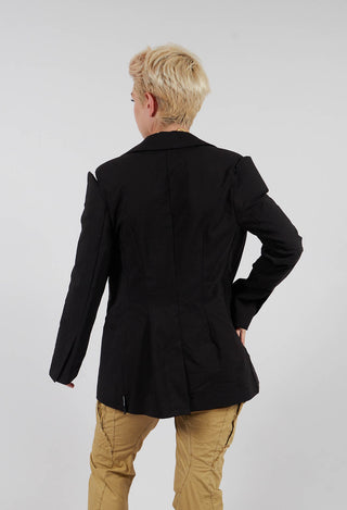Cut Shoulder Padded Jacket in Black