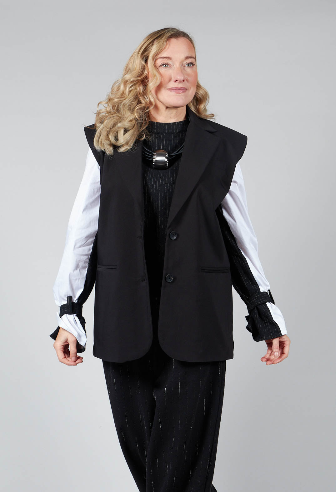 Waistcoat with Shoulder Pads in Black