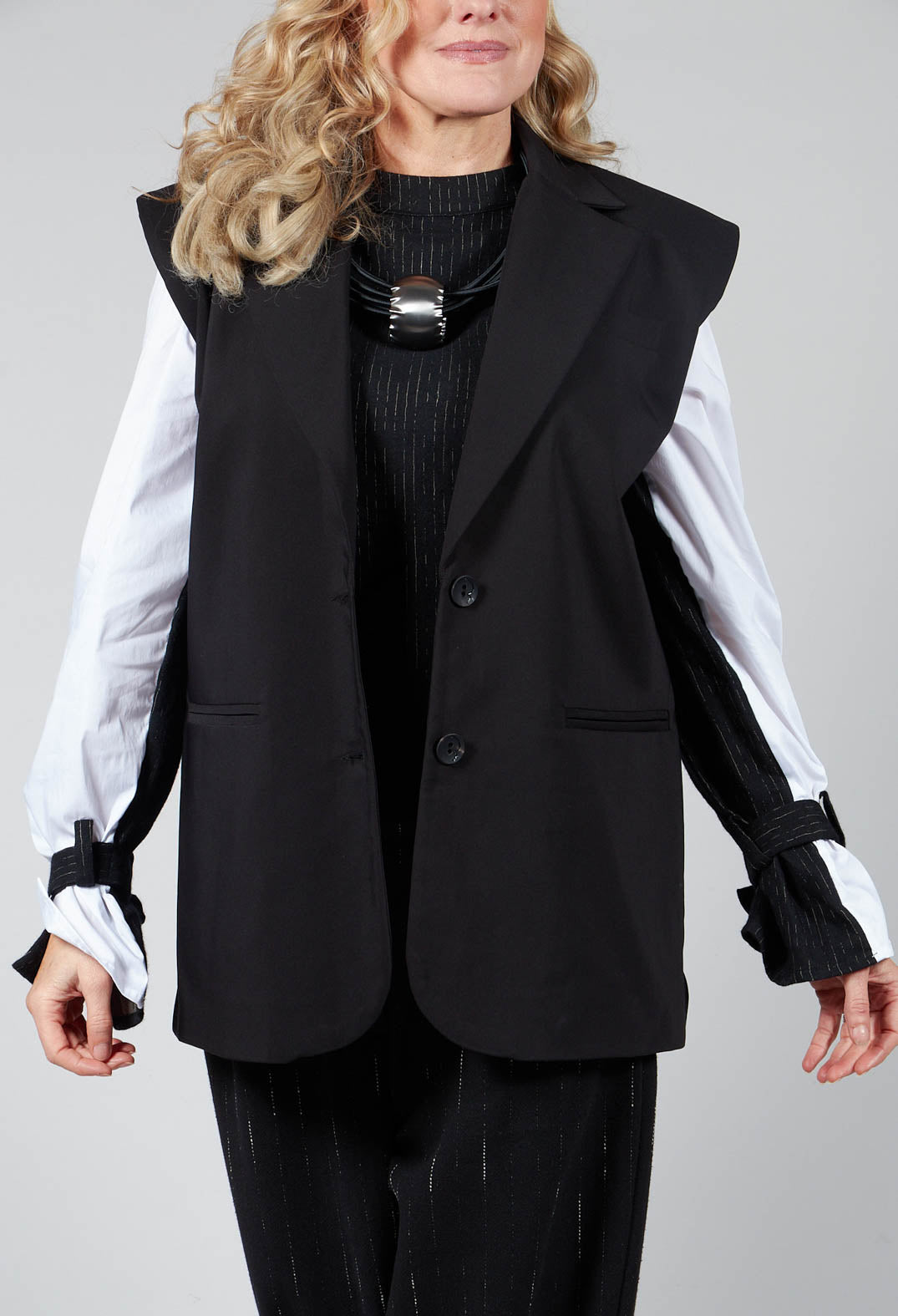 Waistcoat with Shoulder Pads in Black