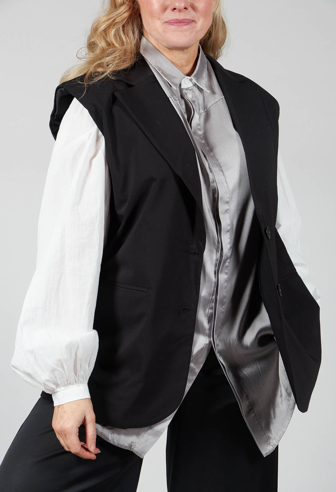 Waistcoat with Shoulder Pads in Black