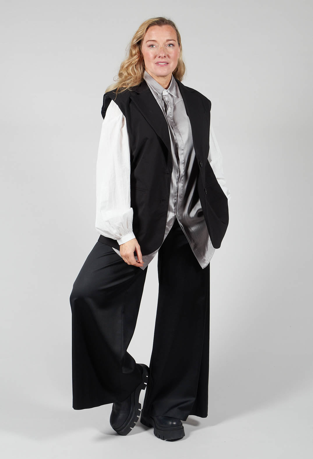 Waistcoat with Shoulder Pads in Black