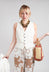 Cropped Textured Waistcoat in Natural