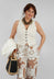 Cropped Textured Waistcoat in Natural