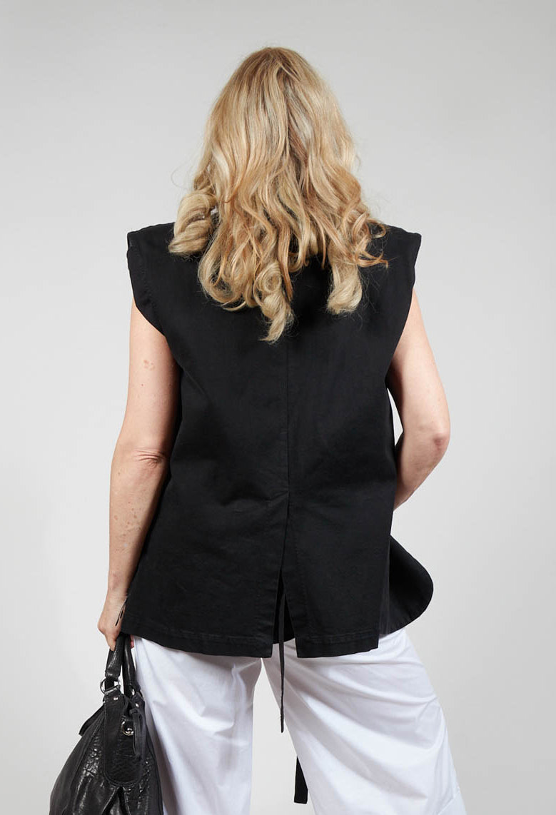 Cotton Denim Waistcoat in Black