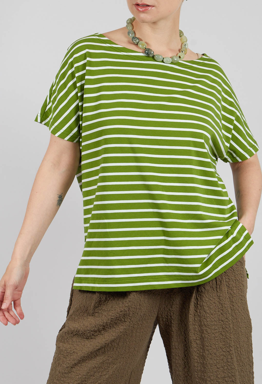 Ibisco R Stripe T-Shirt in Avocado