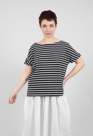 Ibisco R Stripe T-Shirt in  Nero