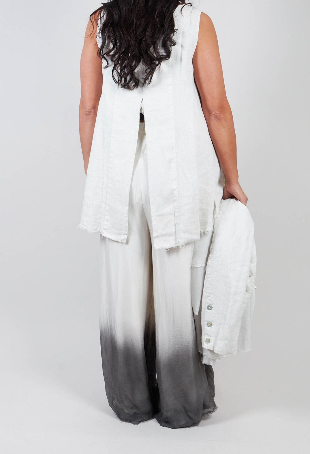 Wide Leg Ombre Trousers in Burro Cream