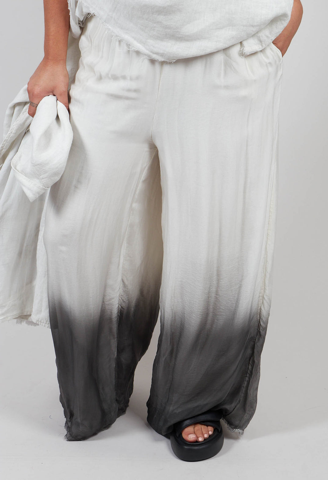 Wide Leg Ombre Trousers in Burro Cream