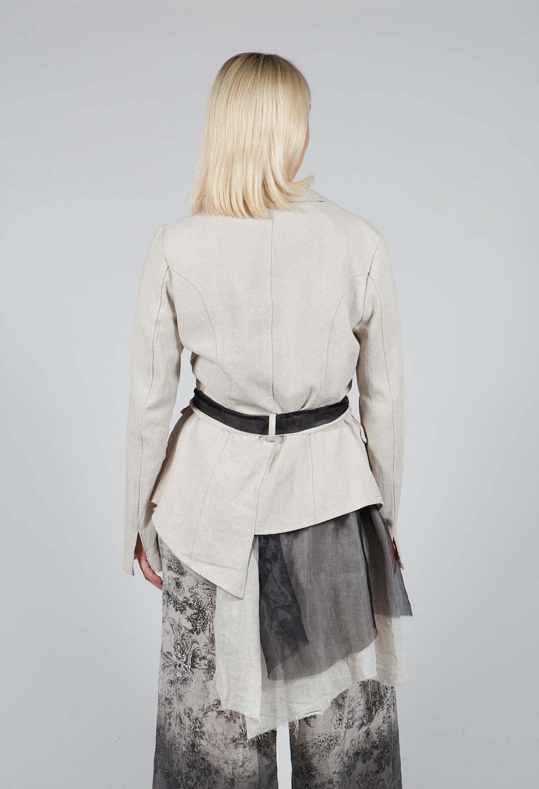 Belted Linen Jacket in Ecru