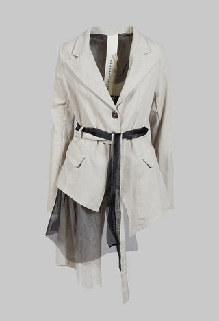 Belted Linen Jacket in Ecru