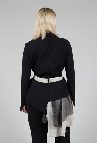 Belted Linen Jacket in Nero