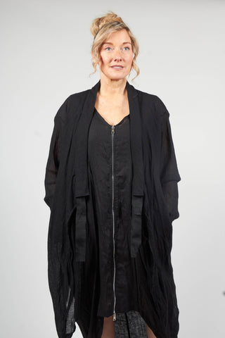 Linen Blend Lightweight Jacket in Nero