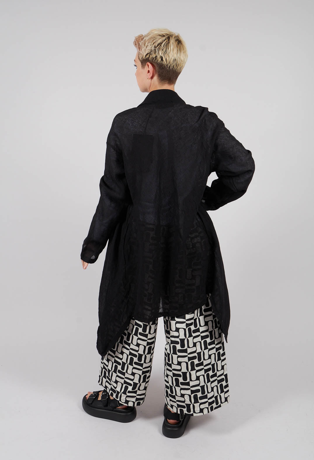 Linen Blend Lightweight Jacket in Nero