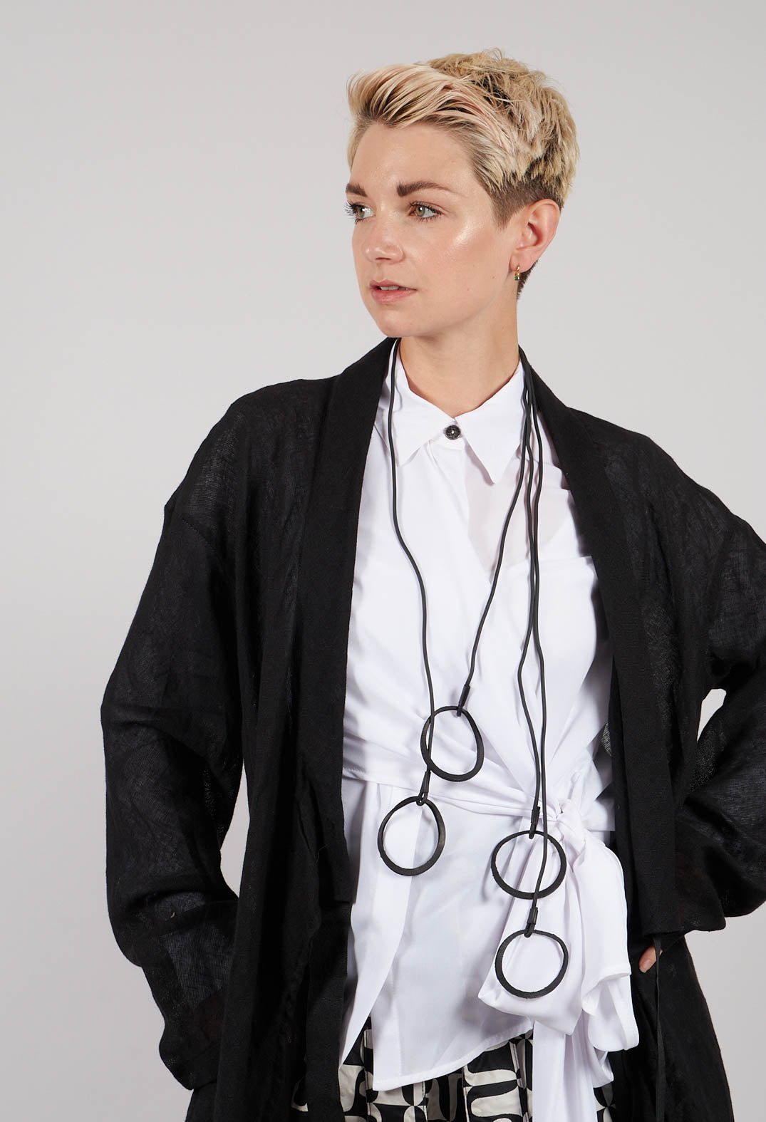 Linen Blend Lightweight Jacket in Nero