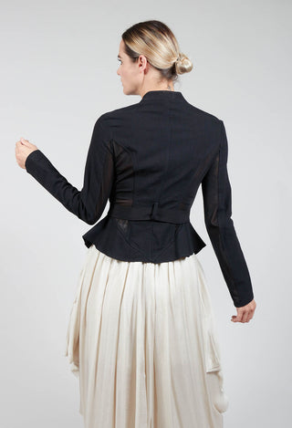 Mesh Panelled Jacket with Belt in Nero