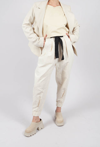 Tapered Trousers with Faux Braces in Bianco