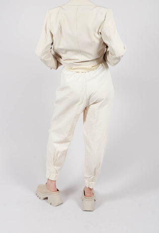 Tapered Trousers with Faux Braces in Bianco