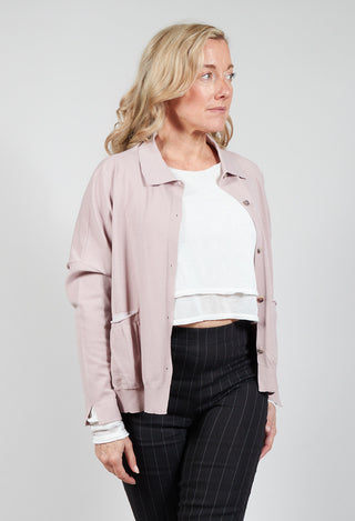 Collared Cardigan in Dusky Pink