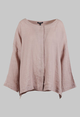 Collarless Linen Shirt in Dusky Pink
