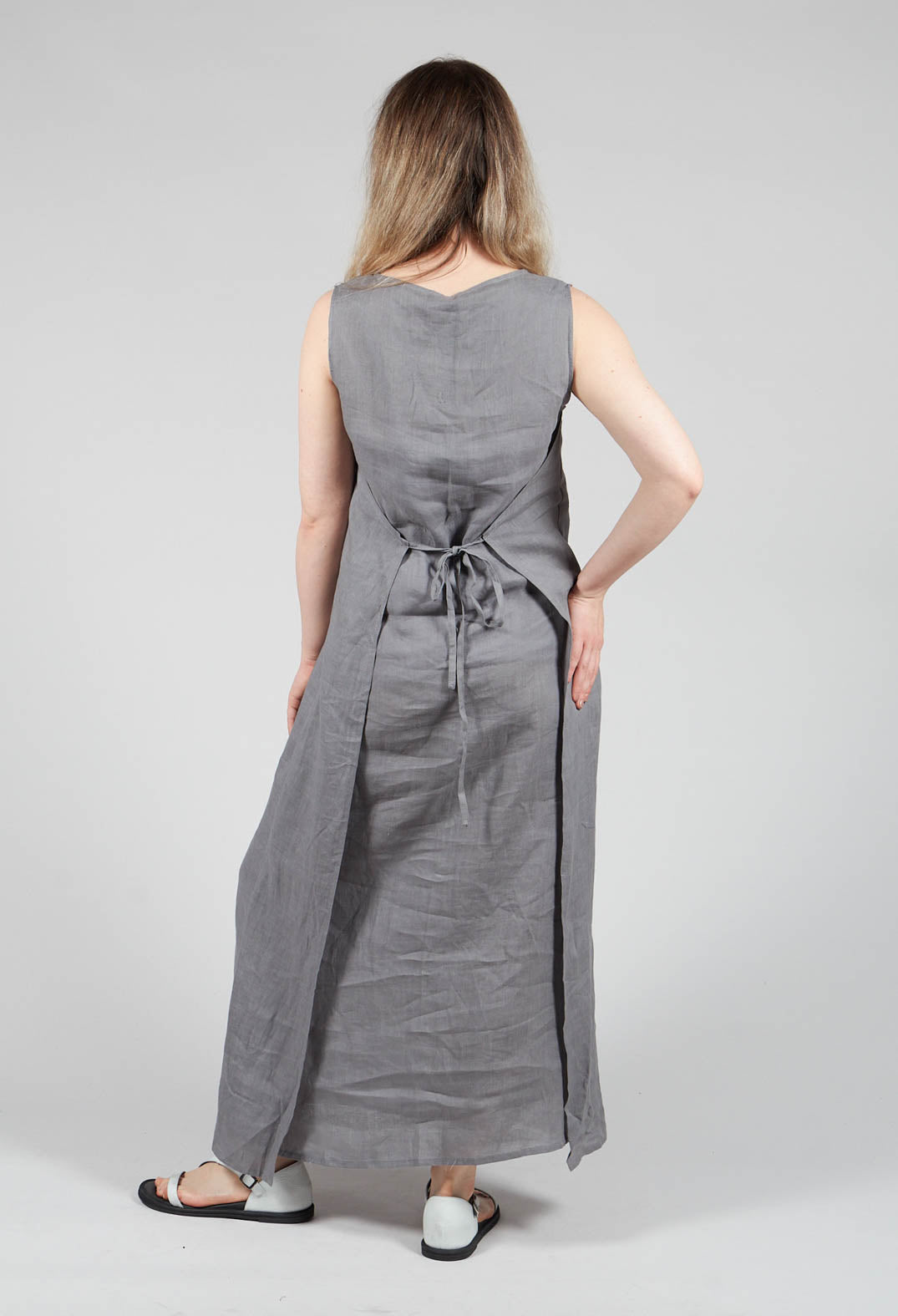 Sarah Pacini V-Neck Linen Dress in Grey | Olivia May Sarah Pacini V-Neck Linen Dress in Grey | Olivia May