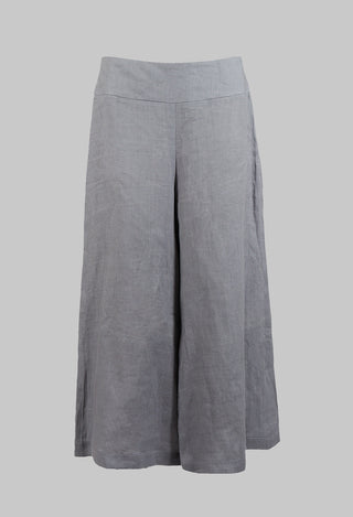 Cropped Wide Leg Linen Trousers in Grey