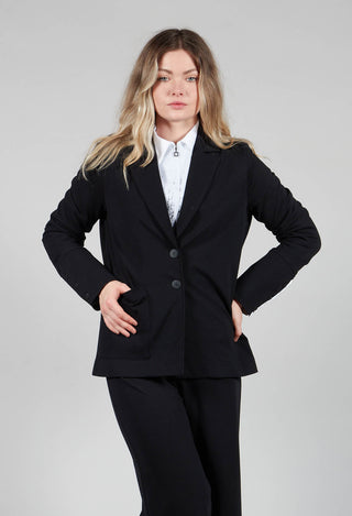 Jersey Blazer with Front Pocket in Black