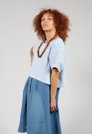 Striped Cropped T-Shirt in Denim