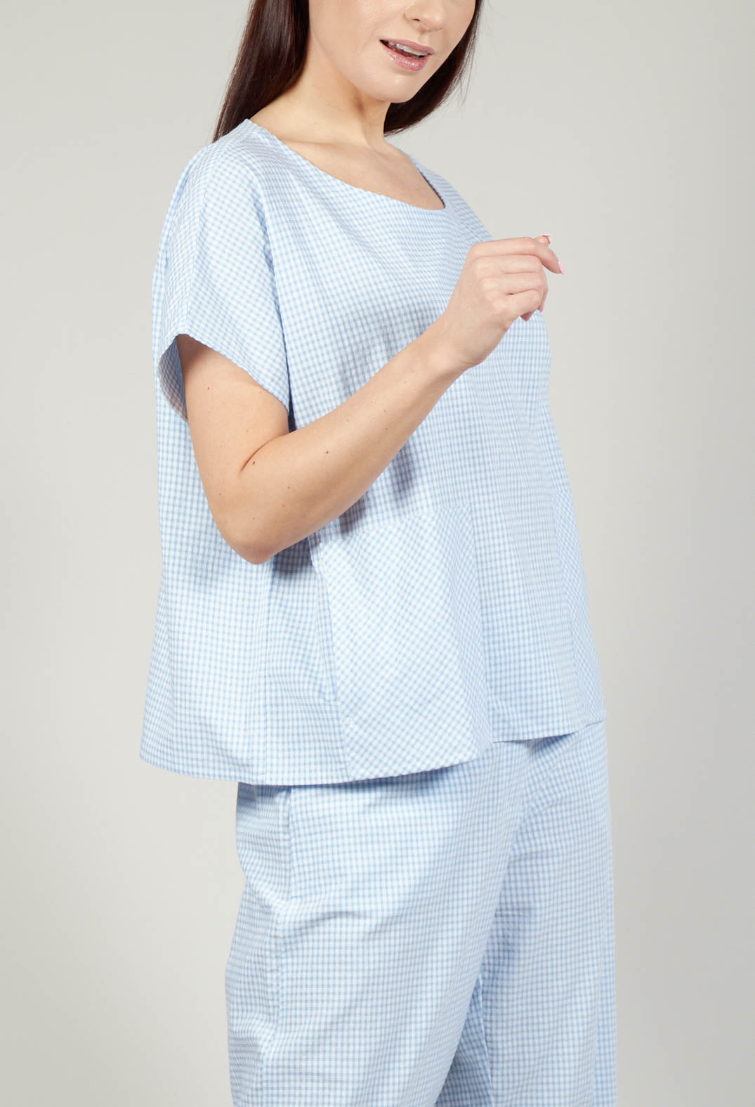 Short Sleeve Top in Nuage Check