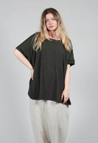 Boxy T-Shirt with Motif in Green