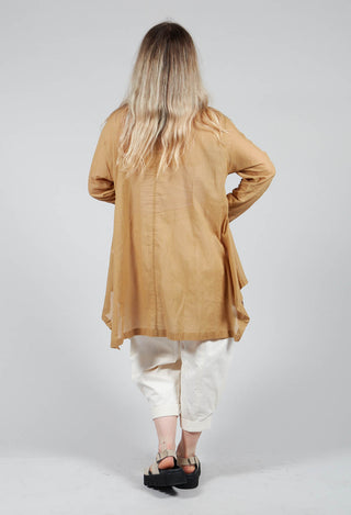 Lightweight Longline Shirt in Brown Print