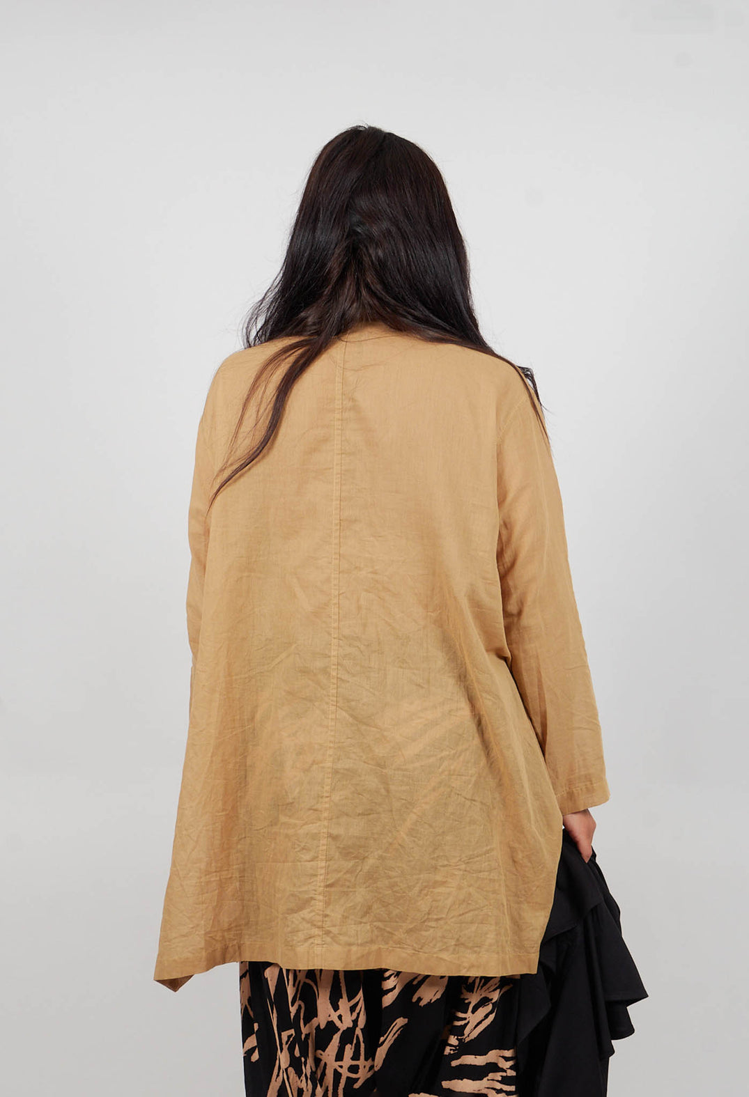 Lightweight Longline Shirt in Brown Print