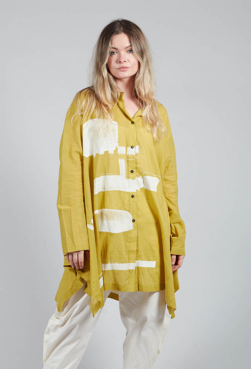 Lightweight Longline Shirt in Mustard Print