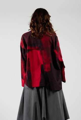 Boxy Cropped Shirt in Red Print