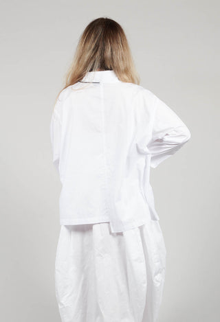 Asymmetric Hem Shirt with Print in White