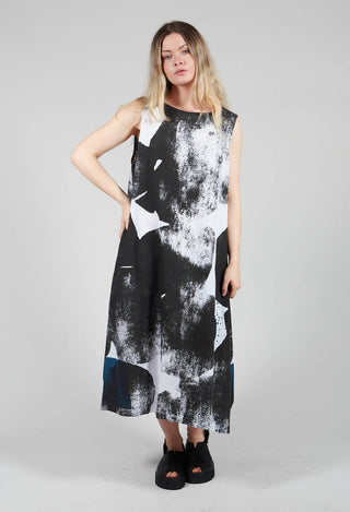 Midi Dress with Side Pockets in Black and White