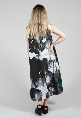Midi Dress with Side Pockets in Black and White