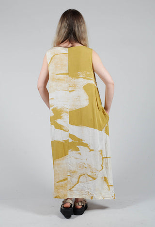 Midi Dress with Motif in Mustard