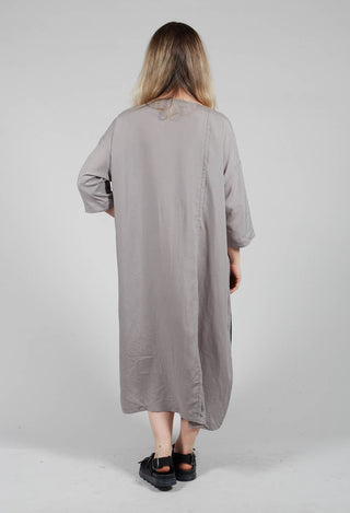 Loose Fit Dress with Off Centre Pleat Detail in Grey and Navy