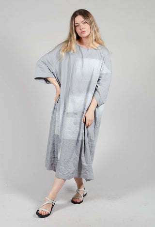 Oversized Dress with Three Quarter Length Sleeves in Grey Print